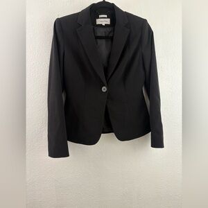 Calvin Klein Womens Solid one Button Blazer Jacket Black size 4